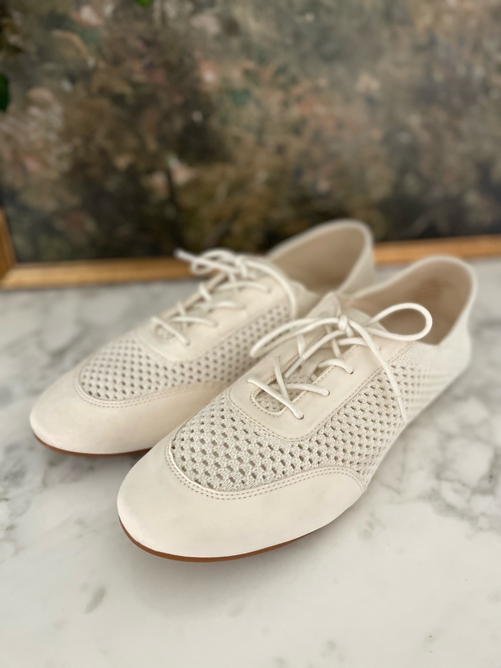 Vivaia Yara Mesh Sneakerina Ballet Flat Sneakers Cream Ivory Size 11